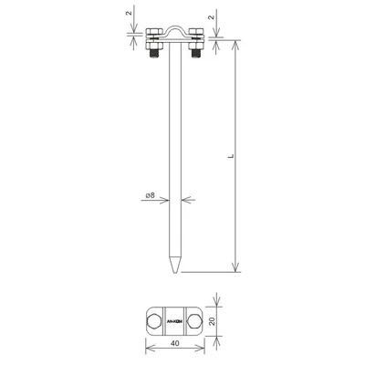 Hot-dip galvanized wire holder with screw L=25cm