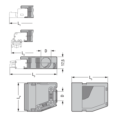 Housing protecting the cables for the 8-way multi-plug, raster 5.08