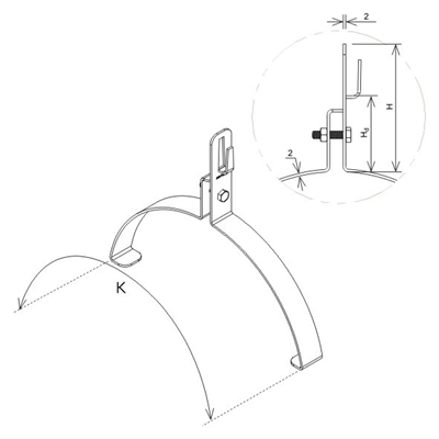 Hřebenáčové madlo 210 mm s ohybem H = 13 cm, žárově zinkováno