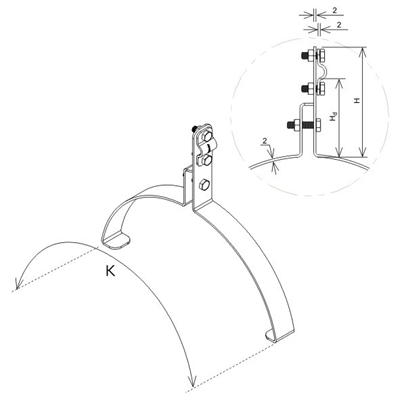 Hřebenáčové madlo 210 mm Z-šroub V=10 cm, žárově zinkováno a práškově lakováno