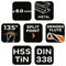 HSS-TiN-Metallbohrer, 8,0 mm
