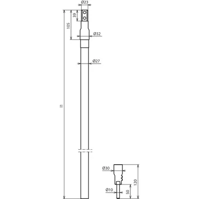 HVI power cable, diameter 27 mm, with head, termination and connection elements, black, length according to order (min. 6 m, max. 35 m) HVI P RAV 90 27 L6M SW