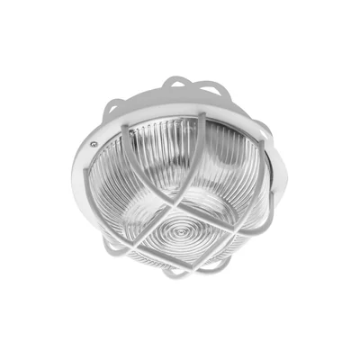 IBIZA CHANNEL LAMP, ROUND WITH GRILLE, max. 60W, E27, WHITE ABS BODY, GLASS LAMPSHADE, IP44