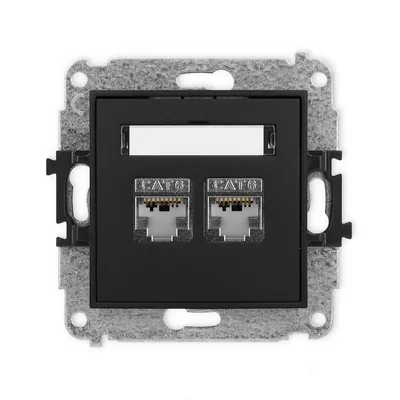 ICON Dual computer socket mechanism 2xRJ45, cat. 6, shielded, 8-pin matte black