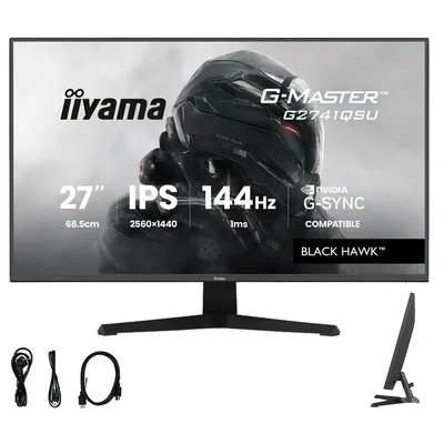 iiyama G-Master G2741QSU-B1 Black Hawk 27" QHD IPS LED 144 Hz 1 ms / HDMI, DisplayPort/ Freesync, sintonizador negro