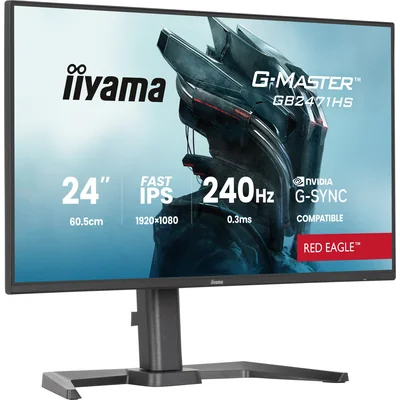 iiyama G-Master GB2471HS-B1 Red Eagle 24" IPS LED 240Hz 0.3ms /2xHDMI, DisplayPort/адаптивна G-SYNC, чорний тюнер