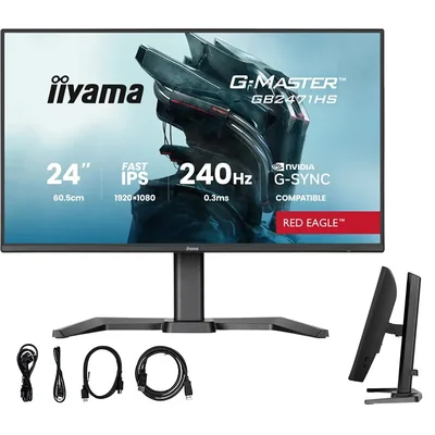 iiyama G-Master GB2471HS-B1 Red Eagle 24" IPS LED 240Hz 0,3ms /2xHDMI, DisplayPort/adaptivní G-SYNC, černý tuner