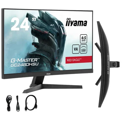 iiyama G-Master GC2480HSU-B1 Red Eagle monitor 24" zakřivený VA LED, 180 Hz, 0,5 ms, /2x HDMI, DP/ AdaptiveSync HDR