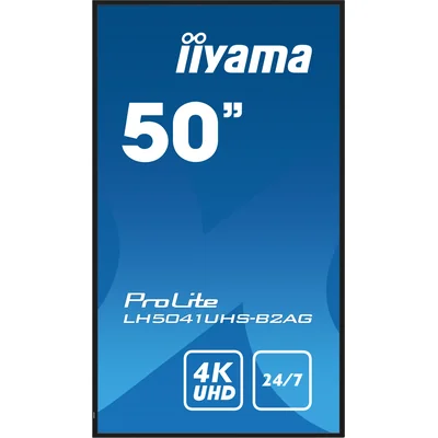 iiyama ProLite LH5041UHS-B2AG monitor 50" VA LED, 4K, 24/7 Digital Signage, 1xVGA, 3xHDMI, Speakers, USB Media Player