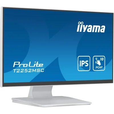 Iiyama ProLite T2252MSC-W2 Touchscreen-Monitor, 22 Zoll, Full HD, LED, IPS, HDMI, DisplayPort, Lautsprecher, Weiß