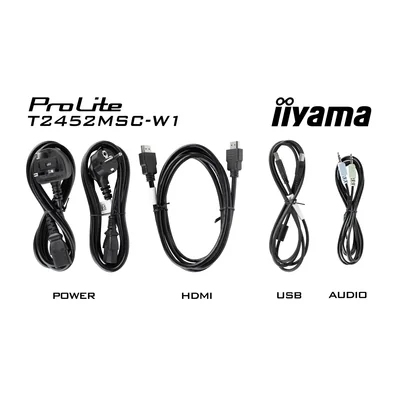 iiyama ProLite T2452MSC-W1 24" IPS LED Touchscreen Monitor 10 Points Touch / HDMI, DisplayPort / Speakers, White