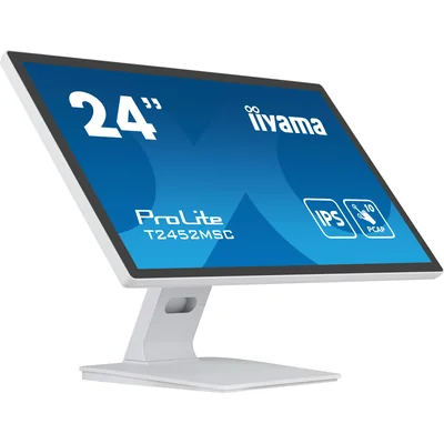 iiyama ProLite T2452MSC-W1 24" IPS LED Touchscreen Monitor 10 Points Touch / HDMI, DisplayPort / Speakers, White