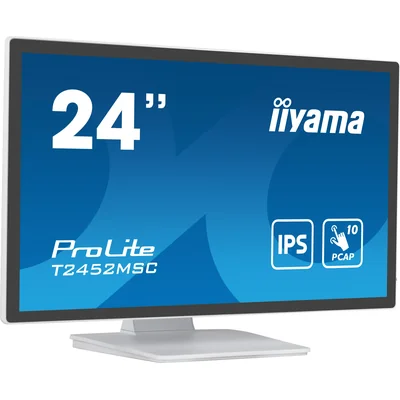 iiyama ProLite T2452MSC-W1 24" IPS LED Touchscreen Monitor 10 Points Touch / HDMI, DisplayPort / Speakers, White