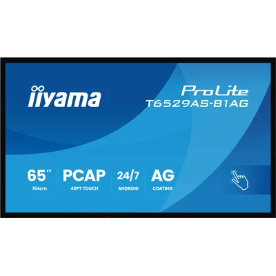 iiyama ProLite T6529AS-B1AG monitor interactivo 65" 4K VA LED, USB-C, WiFi, LAN, eShare, iiShare