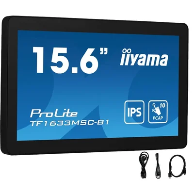 iiyama ProLite TF1633MSC-B1 15,6" IPS LED dotykový monitor, HDMI, DisplayPort, reproduktory, IP54, Openframe