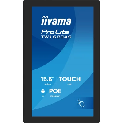 iiyama ProLite TW1623AS-B3P 15.6" Touchscreen Monitor, Android 13, PoE, Microphone, Speakers, 24/7