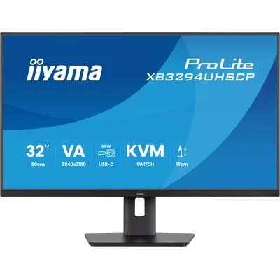 iiyama ProLite XB3294UHSCP-B1 32'' 4K VA LED-Monitor / 2x HDMI, DP, USB-C Dock (95W) / KVM, PiP/PbP, Adaptive Sync