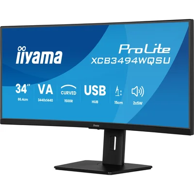 iiyama ProLite XCB3494WQSU-B1 monitor 34" Curved UWQHD VA LED 0.4ms 120Hz /2xHDMI DP/ FreeSync FlickerFree