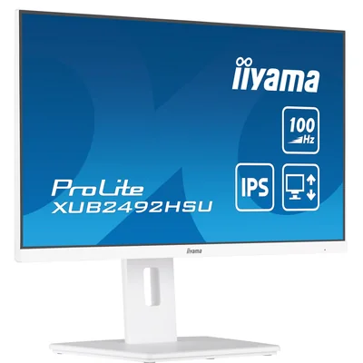 iiyama ProLite XUB2492HSU-W6 Monitor 24" IPS LED 100Hz 0,4ms /HDMI DisplayPort / USB-Hub FlickerFree HAS Weiß
