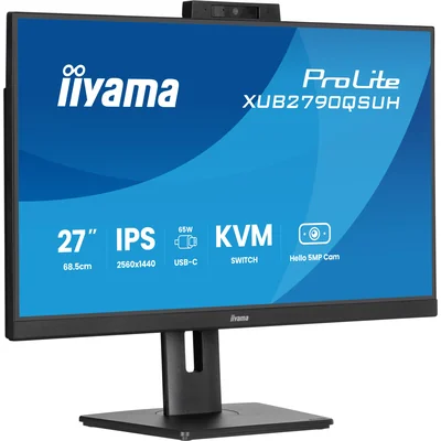 iiyama ProLite XUB2790QSUH-B2 Monitor 27" IPS QHD LED 0,4 ms 100 Hz / HDMI DP / Windows Hello Kamera und Mikrofon