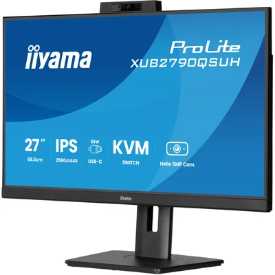 iiyama ProLite XUB2790QSUH-B2 Monitor 27" IPS QHD LED 0,4 ms 100 Hz / HDMI DP / Windows Hello Kamera und Mikrofon