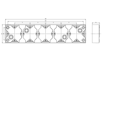 IMPRESJA Caja de instalación de pared quíntuple plateada