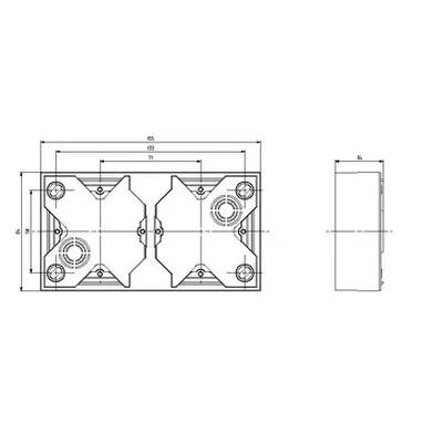 IMPRESJA Caja de instalación doble de pared, crudo