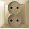 IMPRESJA Complete double socket with a gold metallic frame