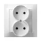 IMPRESJA Complete double socket with a white frame