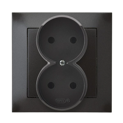 IMPRESJA Complete double socket with an anthracite frame