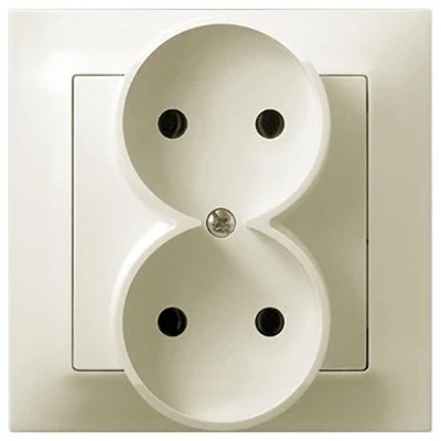 IMPRESJA Complete double socket with ecru frame
