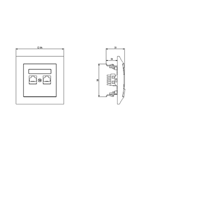 IMPRESJA Computer socket, double, cat. 5e, silver, without frame