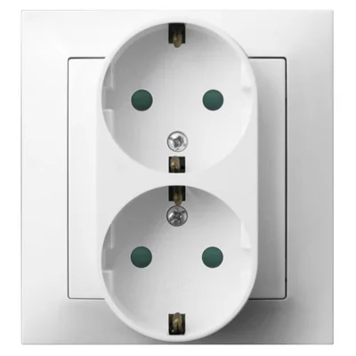 IMPRESJA Doppel-Steckdose mit Schuko mit Shutter für Strompfade aus Titan
