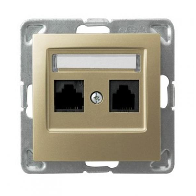 IMPRESJA Double computer socket, cat. 5e, gold metallic, without frame