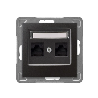 IMPRESJA Double computer socket, cat. 5e, MMC, Anthracite