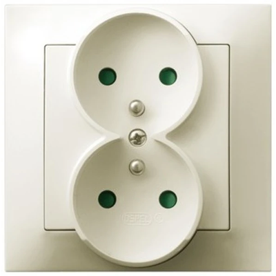 IMPRESJA Double earthed socket with ecru current path shutters