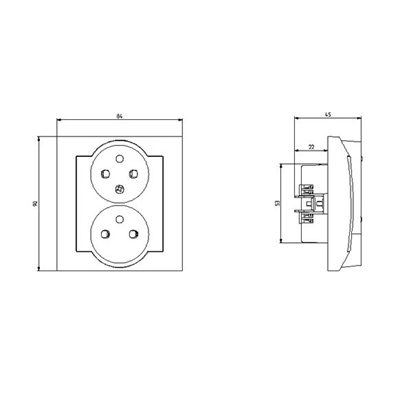 IMPRESJA Double earthed socket with ecru phase invariance function
