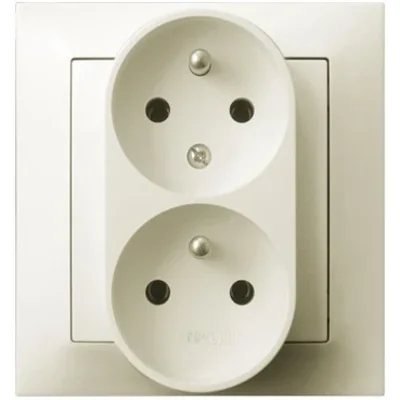 IMPRESJA Double earthed socket with ecru phase invariance function