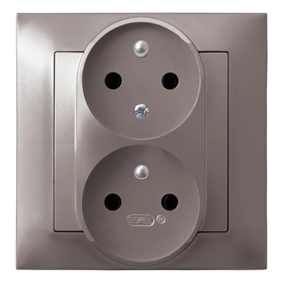 IMPRESJA Double earthed socket with phase invariance function titanium