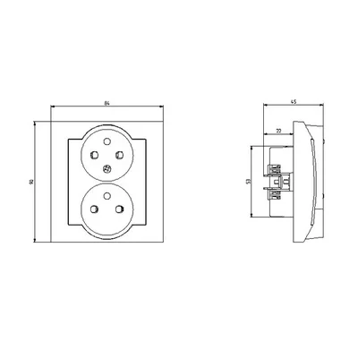 IMPRESJA Double earthed socket with phase invariance function titanium