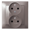 IMPRESJA Double earthed socket with phase invariance function titanium