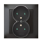 IMPRESJA Double earthed socket with shutters for current paths, anthracite