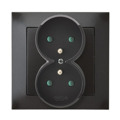 IMPRESJA Double earthed socket with shutters for current paths, anthracite