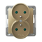 IMPRESJA Double earthed socket with shutters for current paths, golden metallic