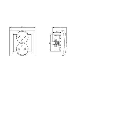 IMPRESJA Double earthed socket with shutters for current paths, golden metallic