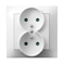 IMPRESJA Double earthed socket with white current path shutters