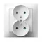IMPRESJA Double earthed socket with white current path shutters