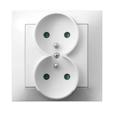 IMPRESJA Double earthed socket with white current path shutters