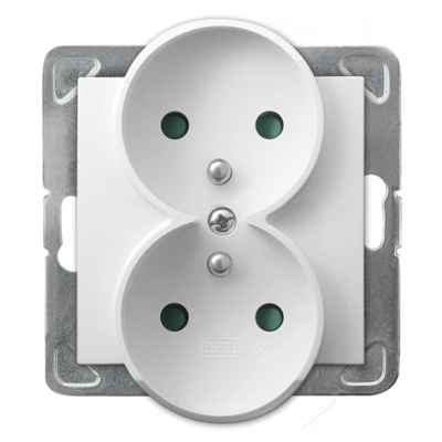 IMPRESJA Double earthed socket with white current path shutters