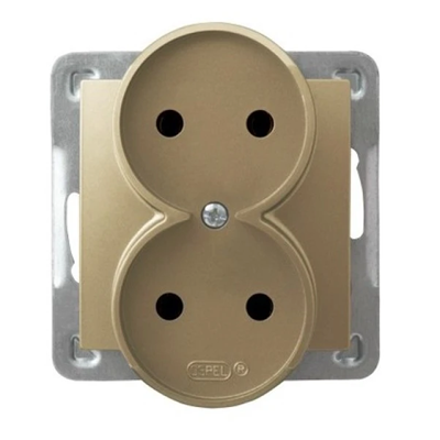 IMPRESJA Double socket module frameless gold metallic